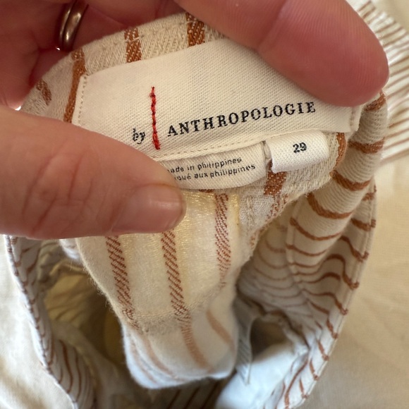 Anthropologie Kellie Orange and cream striped flare pants - Picture 6 of 8